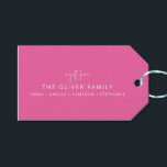 Pink Minimal Personalised A Gift From Family Name  Gift Tags<br><div class="desc">Minimalist Personalised A Gift From Family Name Gift Tags in Hot Pink</div>