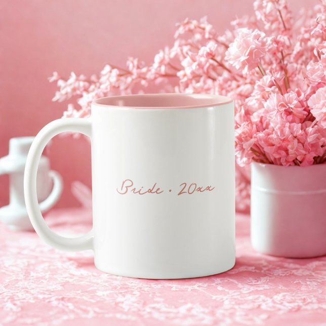Pink Minimal Script Bridal Year Two-Tone Coffee Mug (Creator Uploaded)