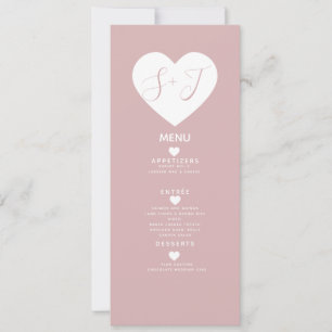 Pink Minimal White Heart Wedding Menu