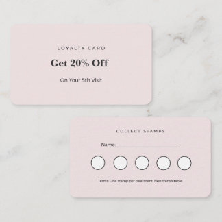 Pink Minimalist Aesthetician Loyalty Punch Card