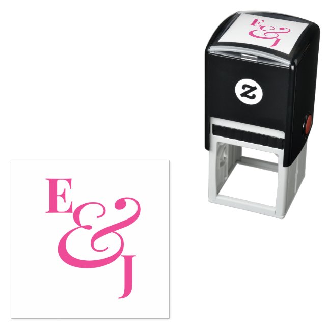 Pink Minimalist Ampersand Wedding | Modern Self-inking Stamp (In Situ)