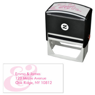 Pink Minimalist Ampersand Wedding Return Address Self-inking Stamp
