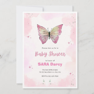Pink  Minimalist Baby Shower Invitation