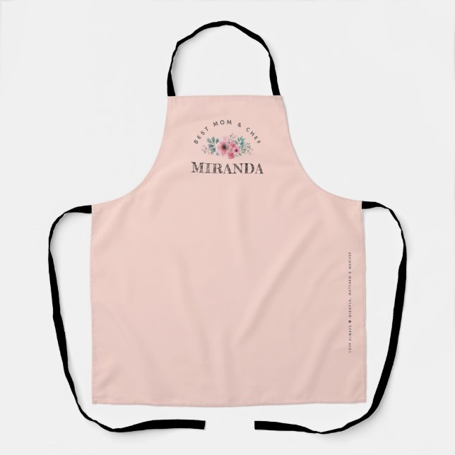 Pink Minimalist Best Mom & Chef Personalized Apron (Front)