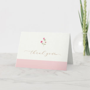Pink Minimalist Boho Wildflower Baby Shower  Thank You Card