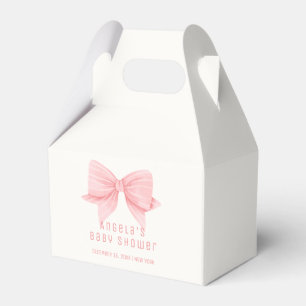 Pink Minimalist Bow Tie Baby Shower Favour Box