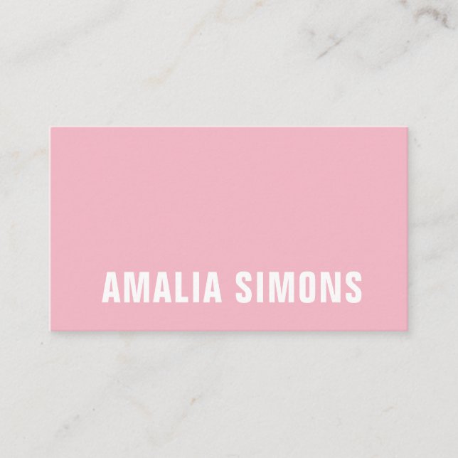Pink Minimalist Business Cards (Front)