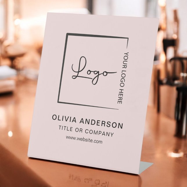 Pink Minimalist Business Logo Professional Modern Pedestal Sign (Creator Uploaded)