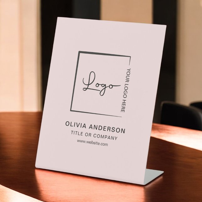 Pink Minimalist Business Logo Professional Modern Pedestal Sign (Creator Uploaded)