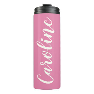 Pink Minimalist Calligraphy Personalised Name   Thermal Tumbler