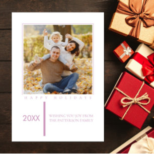 Pink Minimalist Chic Holiday Photo Card