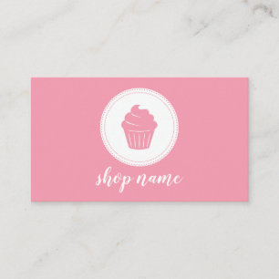 Pink Minimalist Cupcake Baker Business Card