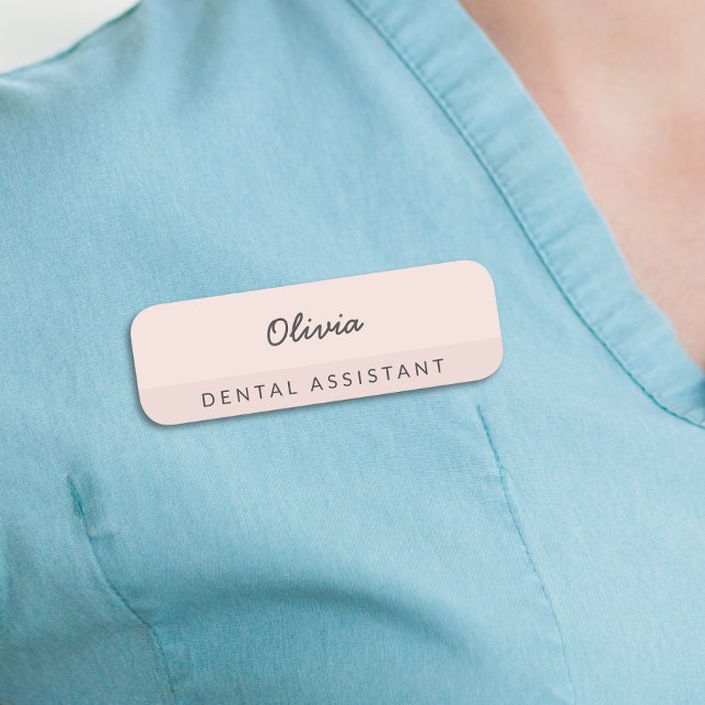 Pink Minimalist Dental Assistant Name Tag (Creator Uploaded)