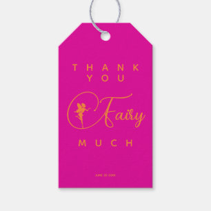 Pink Minimalist Fairy Modern Birthday Thank You Gift Tags