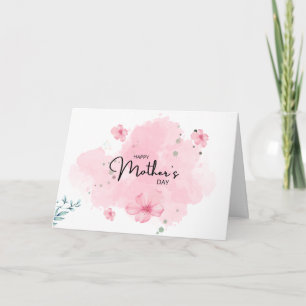 Pink Minimalist Floral Mother's Day Greeting Card