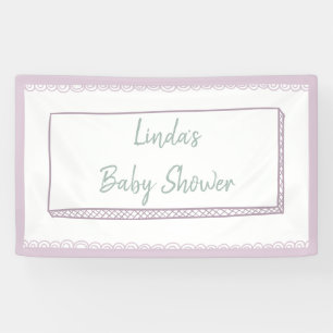 Pink Minimalist Hand drawn Doodles Baby Shower Banner