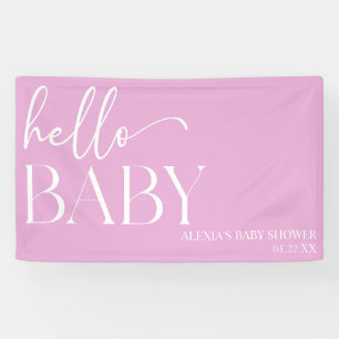 Pink Minimalist Hello Baby Baby Shower Banner