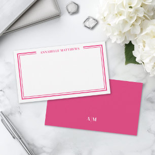 Pink Minimalist Initial Name Monogram Card