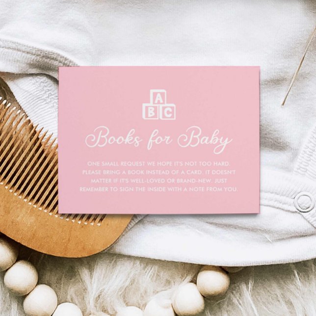 Pink Minimalist Modern Books for Baby Card (Minimal modern girl books for baby card)