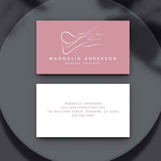 Pink Minimalist Modern | Massage Therapist Business Card (Creator Uploaded)