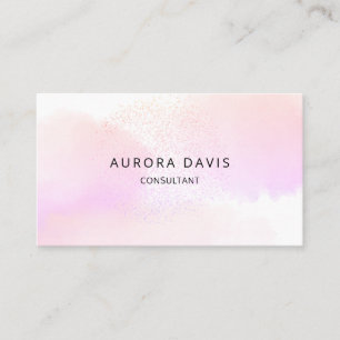 Pink Minimalist Modern Pastel Watercolor Business Card
