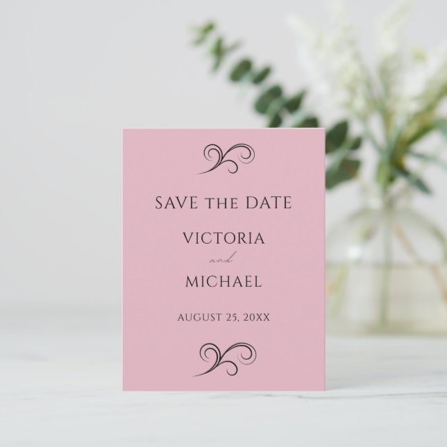 Pink Minimalist Modern Wedding Save The Date (Standing Front)