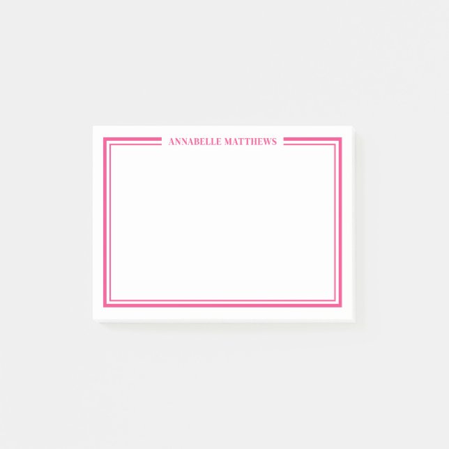 Pink Minimalist Monogram Post-it Notes (Front)