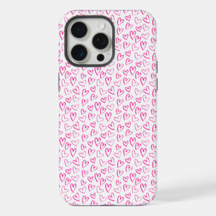 Pink Minimalist Pattern Hearts Valentine's Day iPhone 15 Pro Max Case