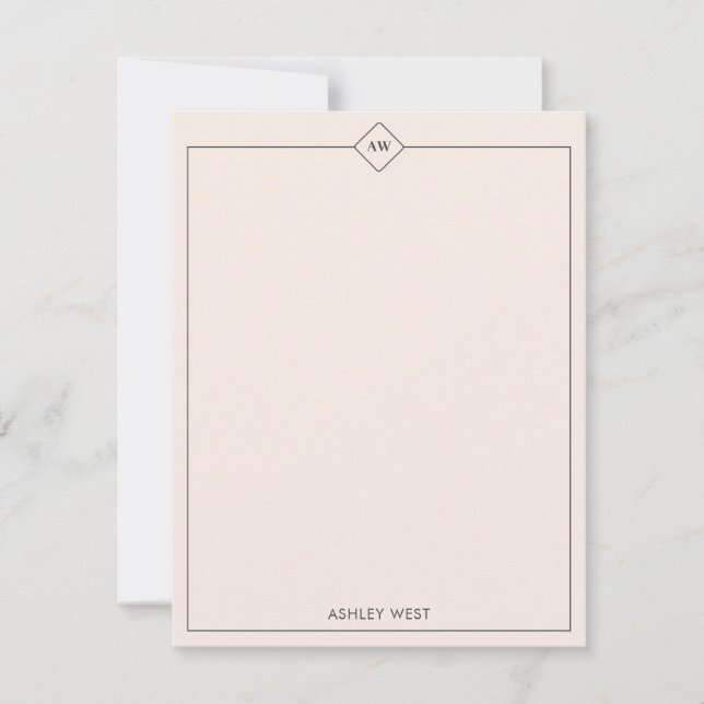 Pink | Minimalist Personal Stationery Note Card (Front)