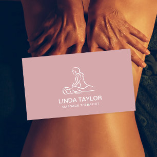 Pink Minimalist Professional Massage Therapist  Business Card