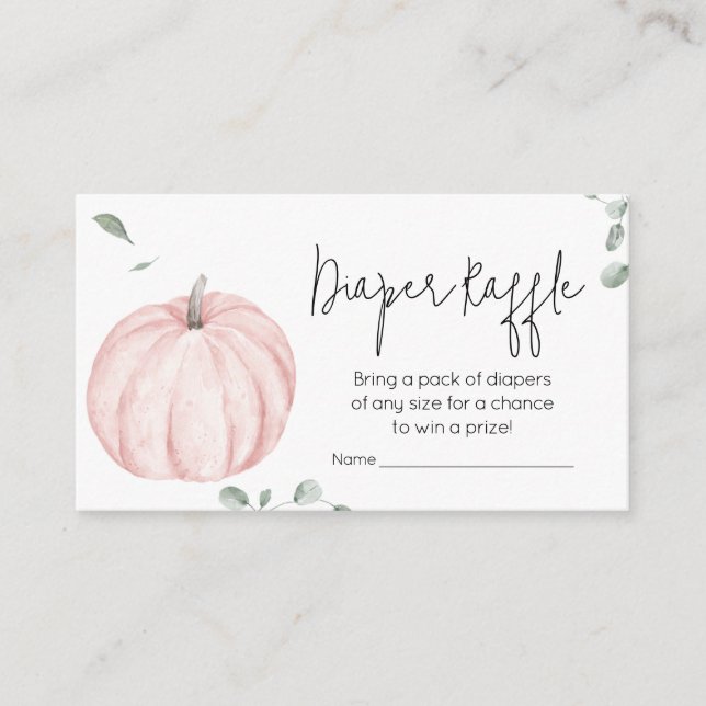 Pink Minimalist Pumpkin Baby Shower Diaper Raffle Enclosure Card (Front)