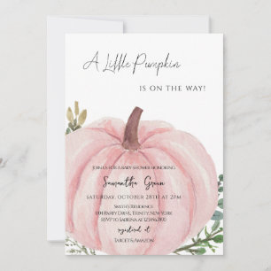 Pink Minimalist Pumpkin Baby Shower Invitation