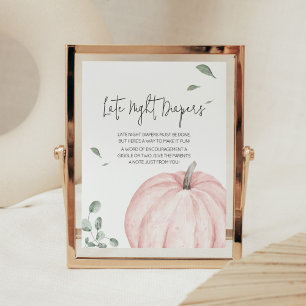 Pink Minimalist Pumpkin Late Night Diapers Poster