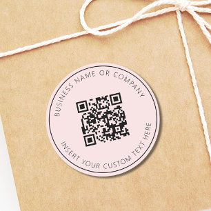 Pink Minimalist QR Code Business Simple Classic Round Sticker