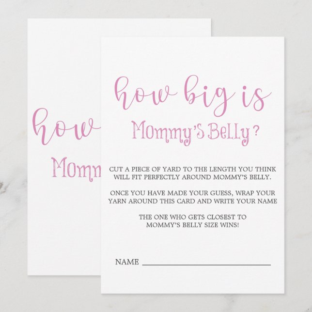 Pink Minimalist Script How Big Is Mummy’s Belly  (Front/Back)