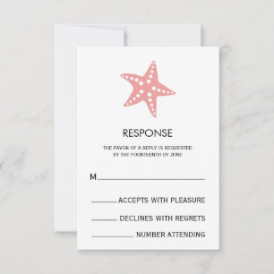 Pink Minimalist Starfish Wedding Response Card