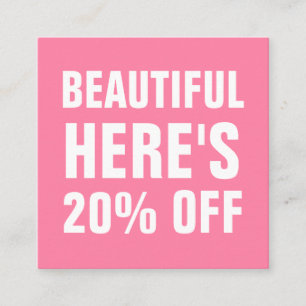 Pink minimalist trendy simple modern discount card