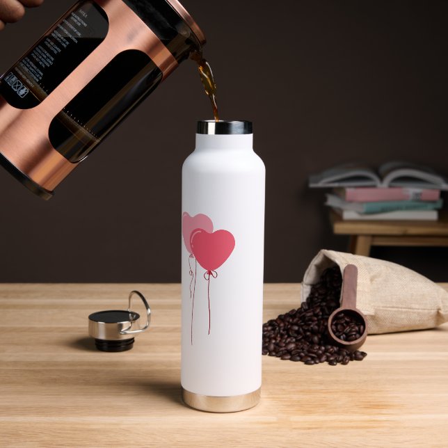 Pink Minimalist Valentine's Day Text Water Bottle (Coffee)