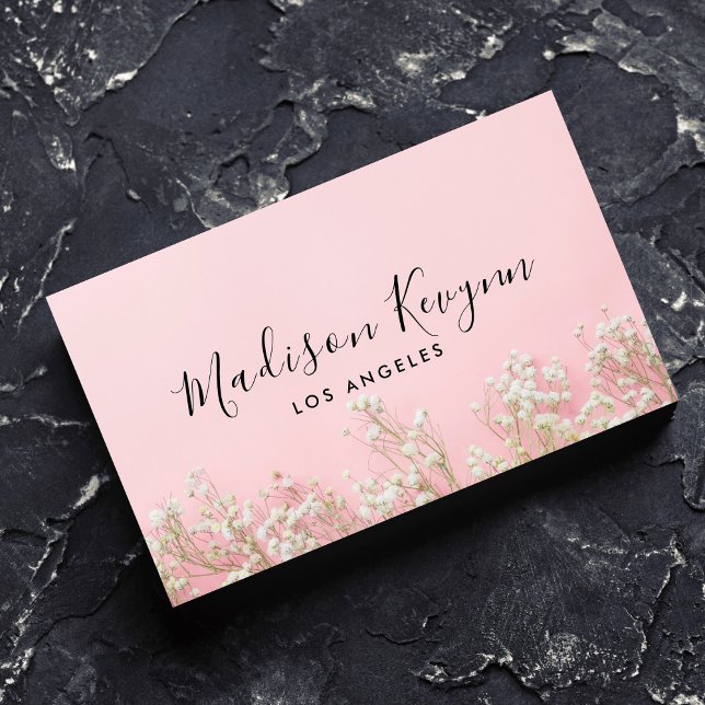 Pink Minimalist Wildflower Boho Business Card (Creator Uploaded)