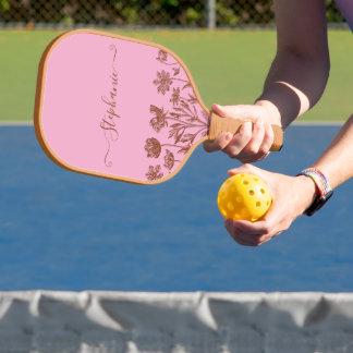 Pink Minimalist Wildflower | Name Pretty Floral Pickleball Paddle