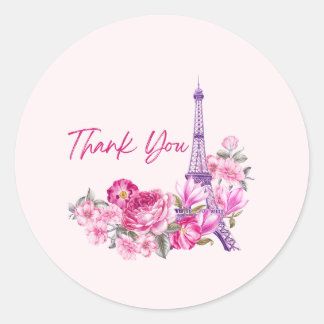 Pink Minimalistic Thank You Classic Round Sticker