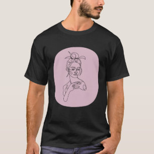 Pink Minimalistic Tuxedo Women Abstract Boho Face  T-Shirt