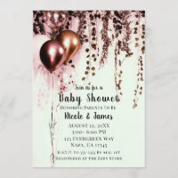 Pink Mink Rose Gold Lights Rustic Baby Shower