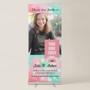 Pink & Mint Author Book Signing and Book Launch Retractable Banner