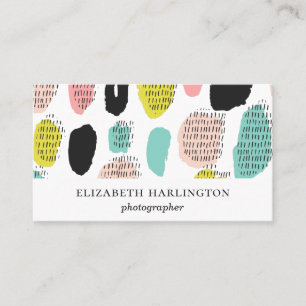 Pink mint black brush strokes. Modern professional Business Card