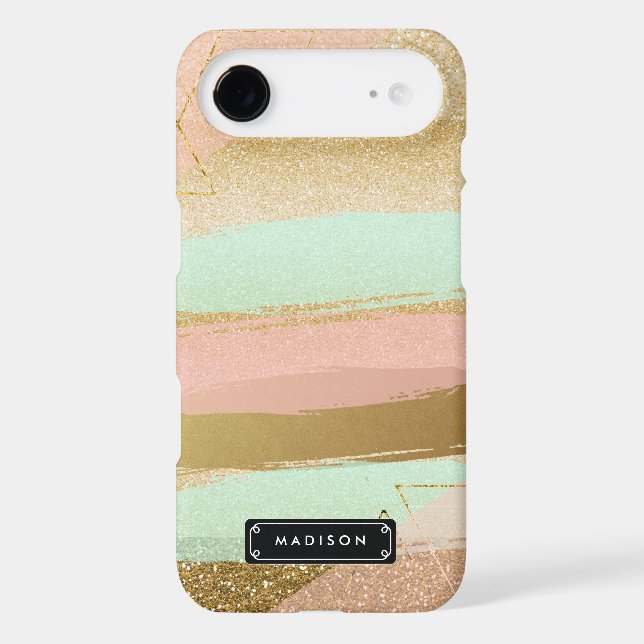 Pink Mint Fake Gold Glitter Girly Personalised Case-Mate iPhone Case (Back)