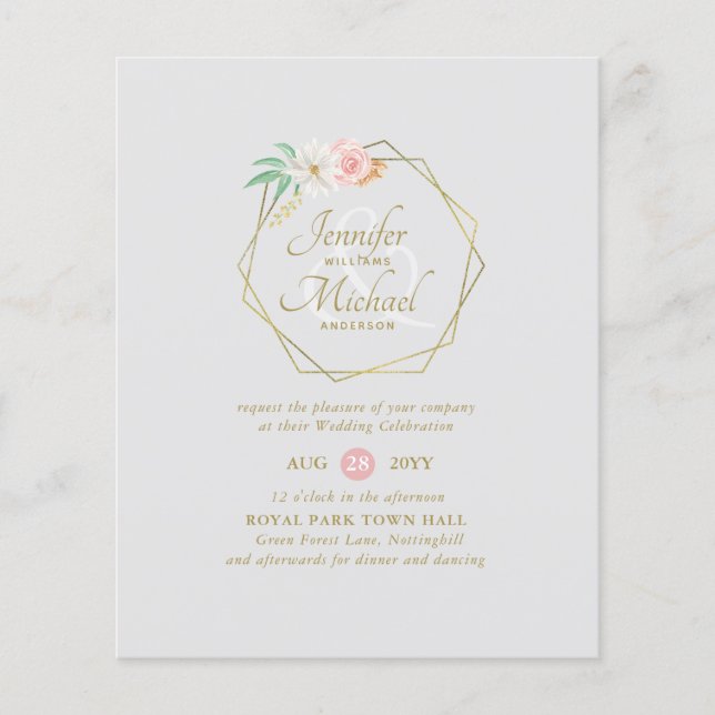 Pink Mint Floral Bridal Shower by Mail or Wedding (Front)