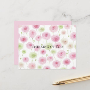 Pink Mint Floral Ranunculus   Postcard