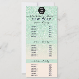 Pink Mint Glitter Ombre Logo Salon Price List