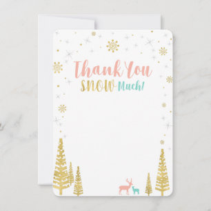 Pink, Mint & Gold Winter wonderland Thank you Card